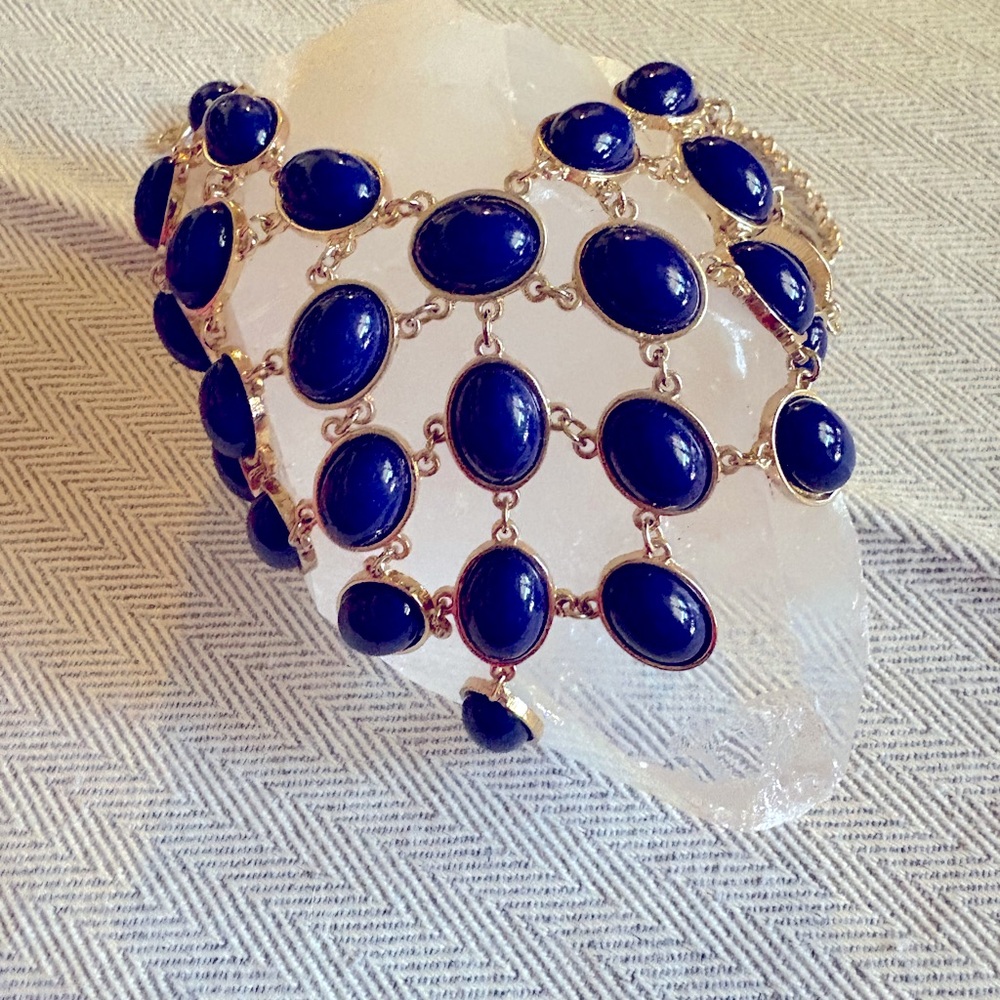 Beautiful Bib Necklace by Charlotte Russe Blue & Gold Tone